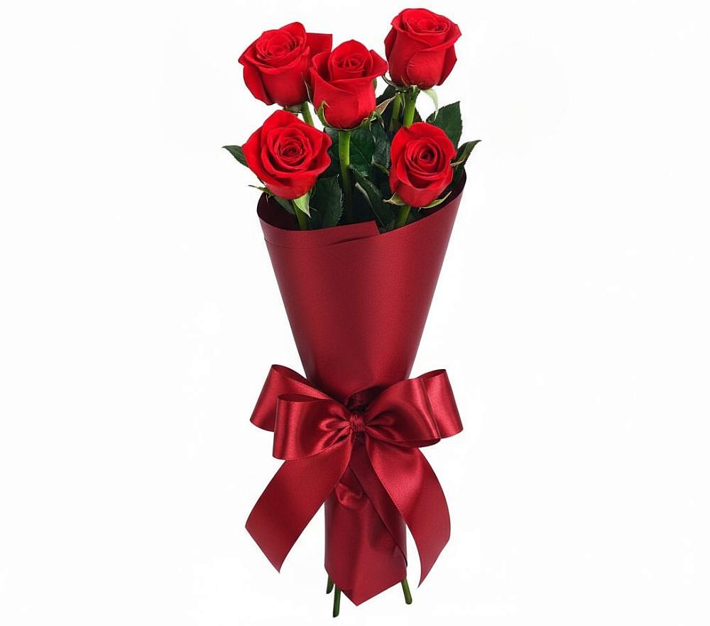Букет 5 Красных роз Эдлесс Лав в Старобалтачево