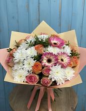 Букет цветов из:  Розы, Герберы и Хризантемы #REPLACE_PRED# Старобалтачево