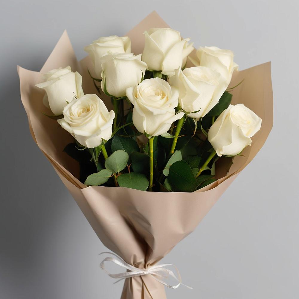 Букет 9 Белых роз Эдлесс Лав в Старобалтачево