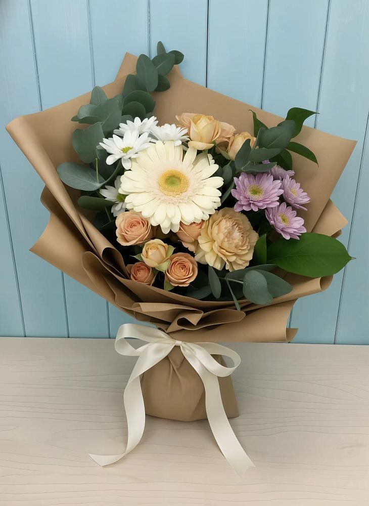 Букет цветов из: Герберы и Хризантемы в Старобалтачево