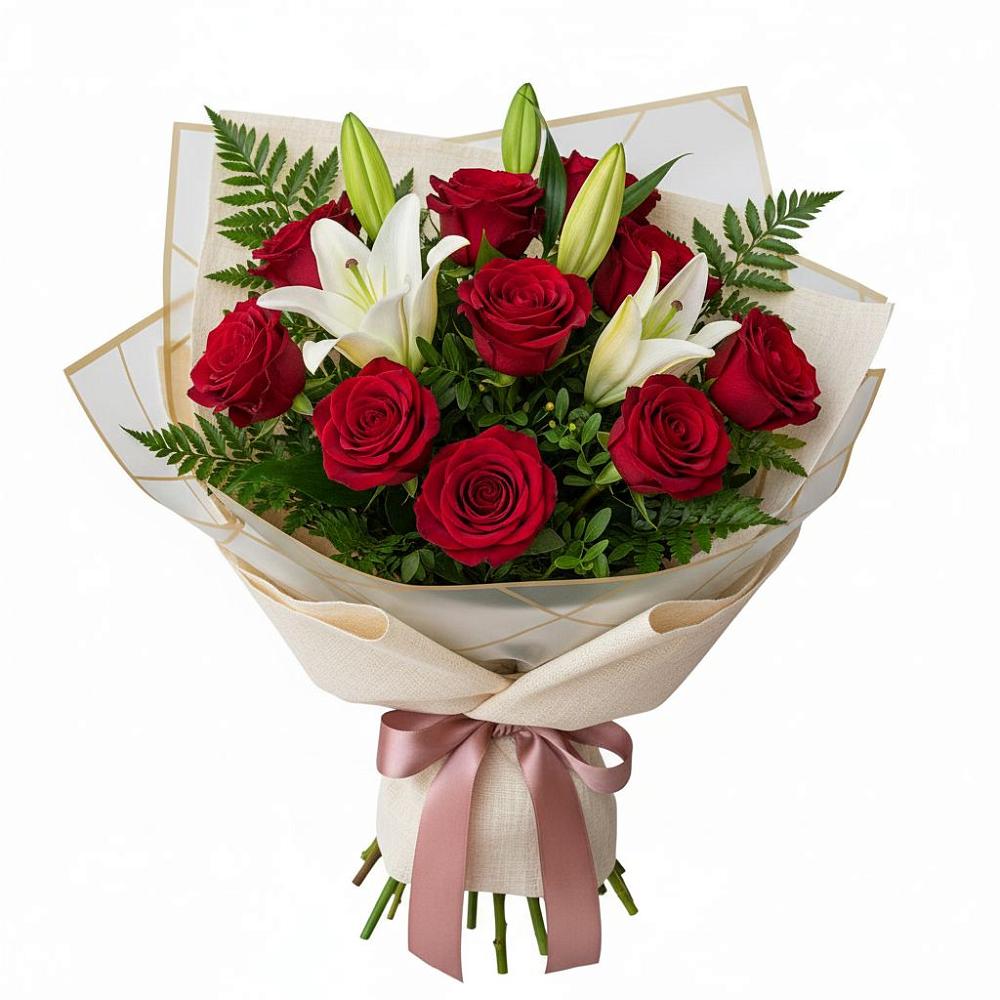 Букет цветов из: Лилии и Розы в Старобалтачево