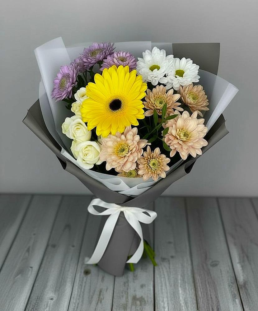 Букет цветов из: Розы, Герберы и Хризантемы в Старобалтачево