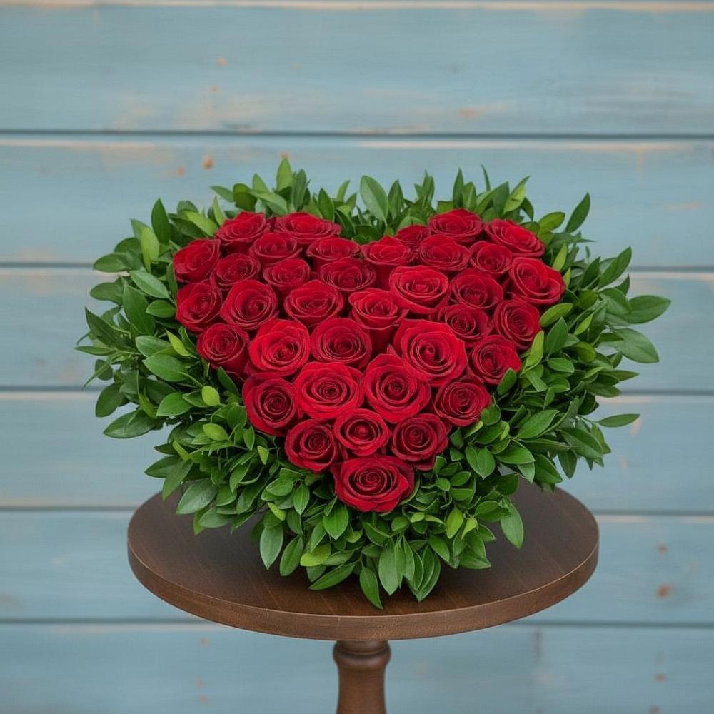 Цветочная композиция из Розы в виде сердца в Старобалтачево