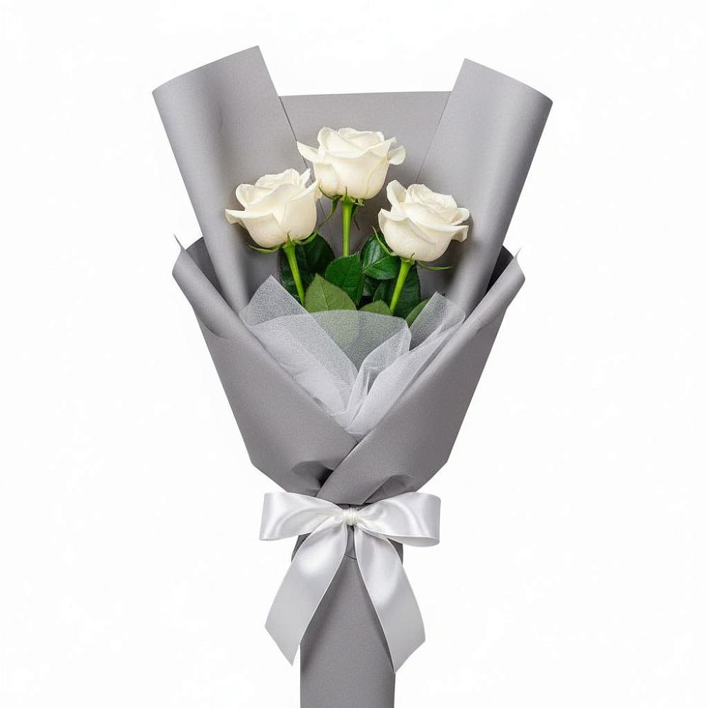 Букет 3 белые розы в Старобалтачево