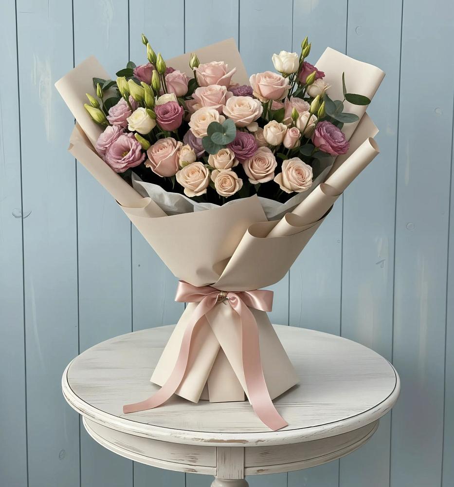 Букет цветов из: Розы и Лизиантусы в Старобалтачево