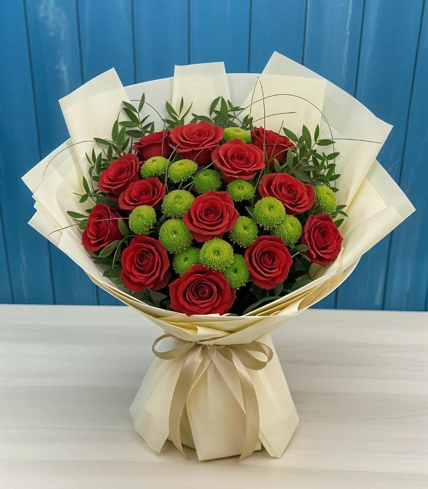 Букет цветов из: Розы и Хризантемы в Старобалтачево