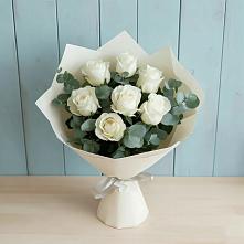 Букет Белые розы в Эвкалипте #REPLACE_PRED# Старобалтачево